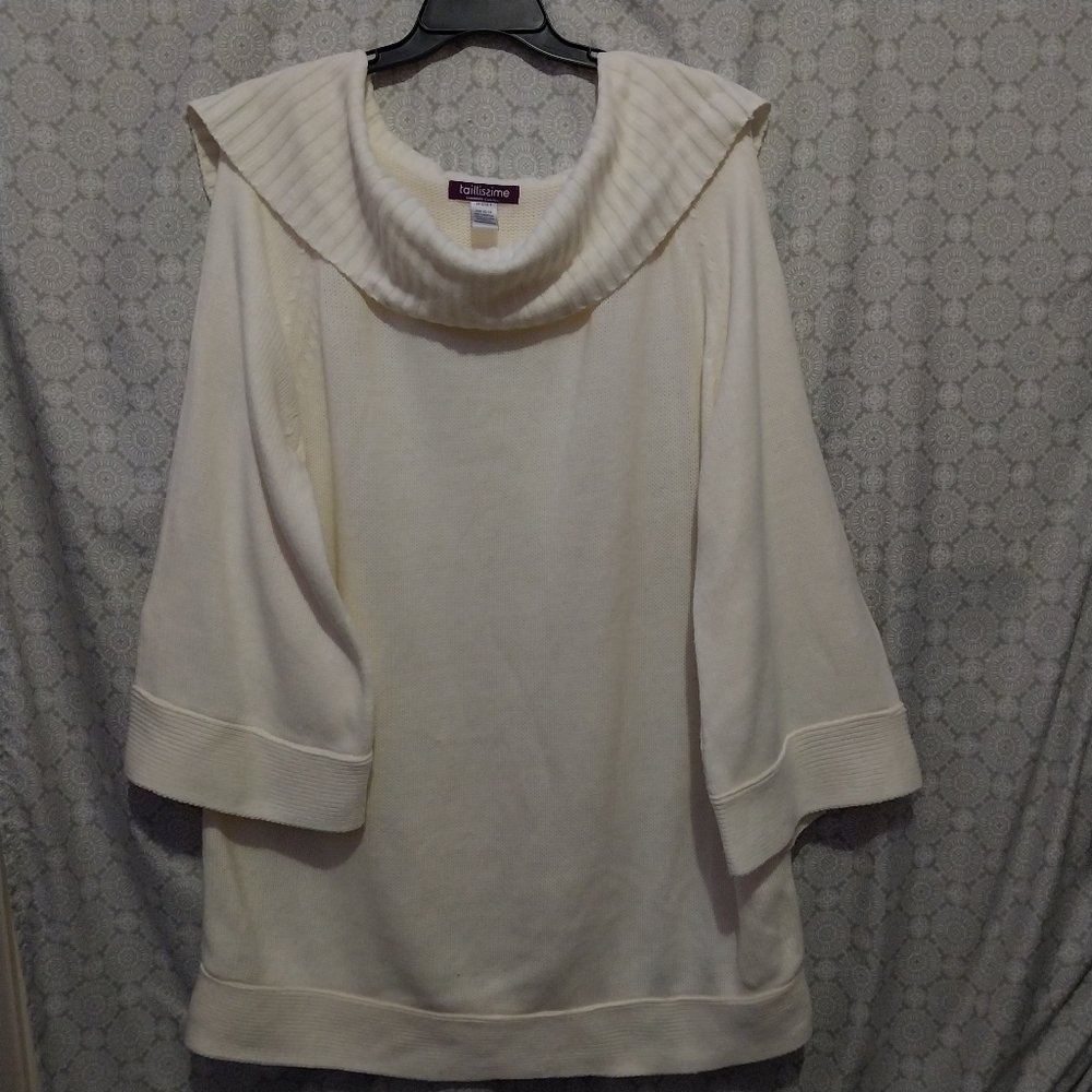 Taillissime Beautiful Cowl Neck Cream Sweater Dress